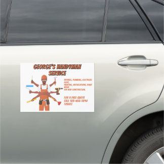 Customize Black American Handyman Service Car Magnet