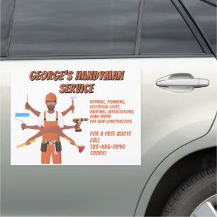 Customize Black American Handyman Service Car Magnet