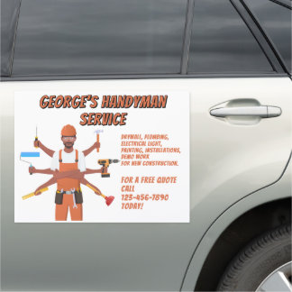 Customize Black American Handyman Service Car Magnet