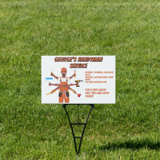 Customize Black American Handyman Service Yard Sign
