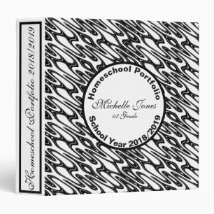 Customize Black and White Homeschool Portfolio 3 Ring Binder