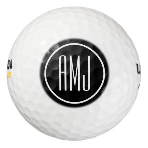 Customize black and white monogram golf balls