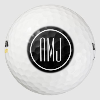 Customize Black And White Monogram Golf Balls by nadil2 at Zazzle
