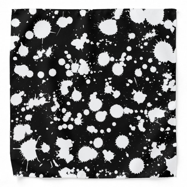Customize Black and White Splatter Paint Art Bandana (Front)
