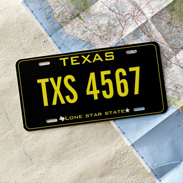 Customize Black Texas license plate (In Situ)