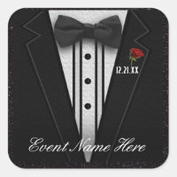 Customize Black Tuxedo and Night Sky Square Sticker