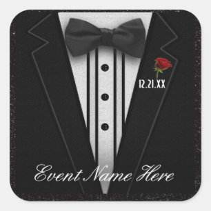 Customize Black Tuxedo and Night Sky Square Sticker