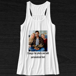 Customize Black White Cat Mom Family Fun Pet Photo Tank Top