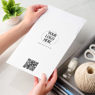 Customize Black White company logo text QR code Envelope Mailers