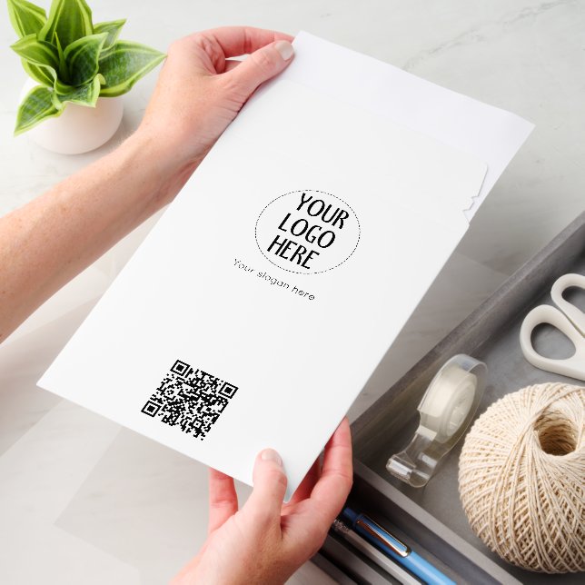 Customize Black White company logo text QR code Envelope Mailers (Desk)