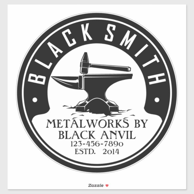 Customize Blacksmith Black Anvil Metal Works Auto Sticker (Sheet)