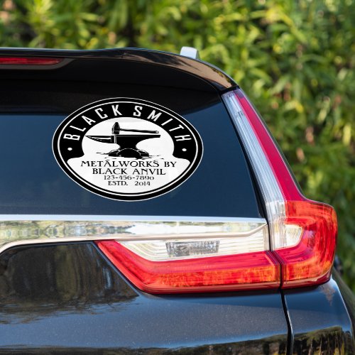 Customize Blacksmith Black Anvil Metal Works Auto Sticker