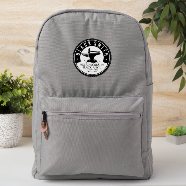 Customize Blacksmith Black Anvil Metal Works Shirt Patch (On Backpack)