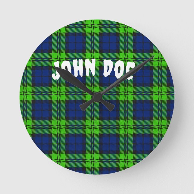 Customize Blackwatch Plaid Tartan Round Clock (Front)