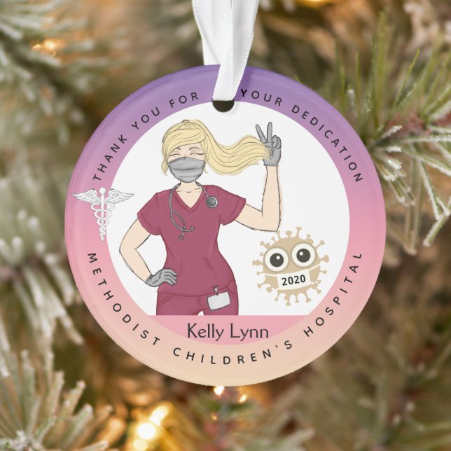 Customize Blond Nurse Ornament (Tree)