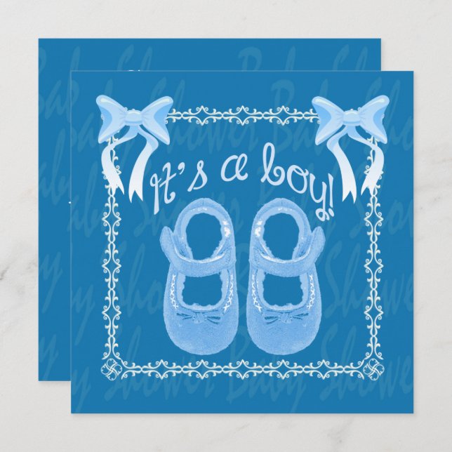 Customize Blue baby Boy shower invitation (Front/Back)