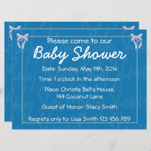 Customize Blue Baby Boy shower invitation