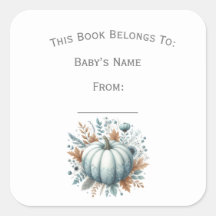 Customize Blue Little Pumpkin Book Plate