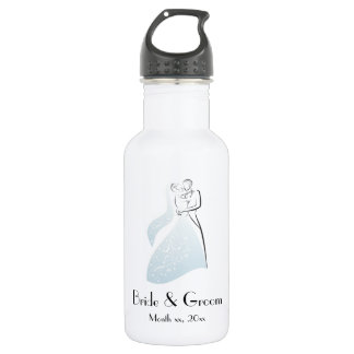 Customize Blue Retro Wedding Dancers Coord Stainless Steel Water Bottle