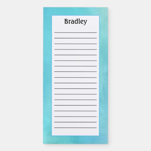 Customize Blue Turquoise Lined Magnetic Notepad