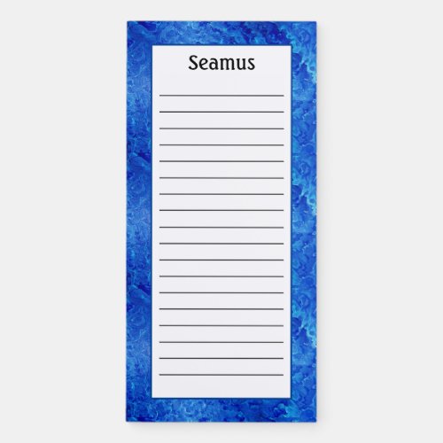 Customize Blue Water Aqua Lined Magnetic Notepad