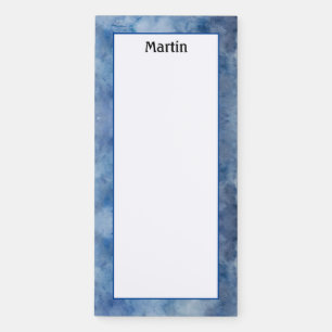 Customize Blue Watercolor Pattern Magnetic Notepad