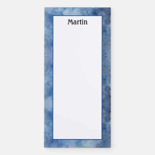 Customize Blue Watercolor Pattern Magnetic Notepad