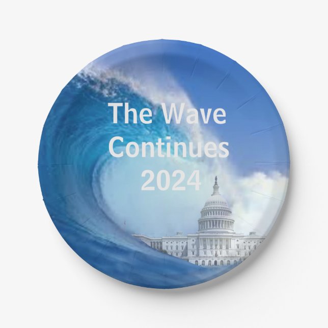 Customize Blue Wave Election 2024 Paper Plates (Front)