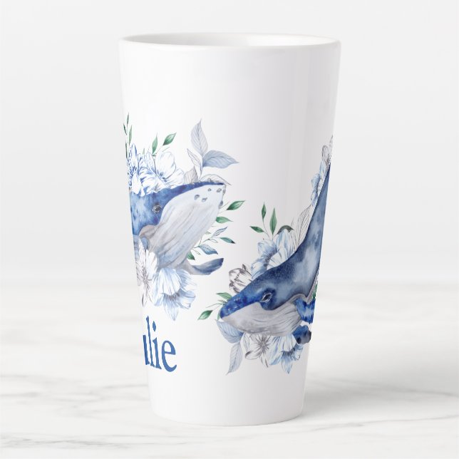 Customize Blue Whales   Latte Mug (Front)