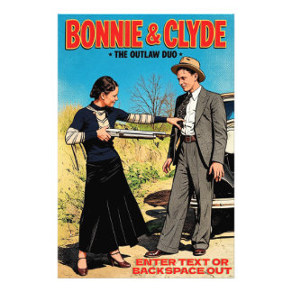 Customize Bonnie And Clyde Retro Art Outlaw Duo Photo Print