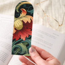Customize Bookmark - Art Nouveau Red Floral