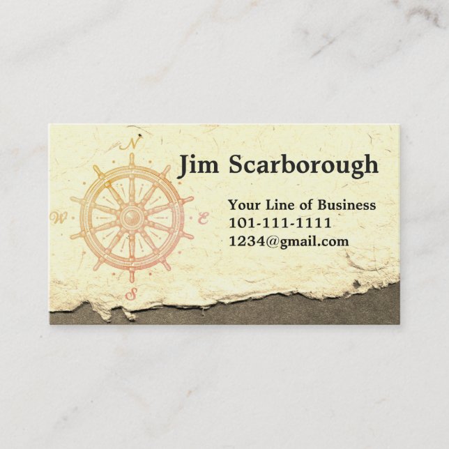 Customize both sides of Compass and Wheel Drawing Business Card (Front)