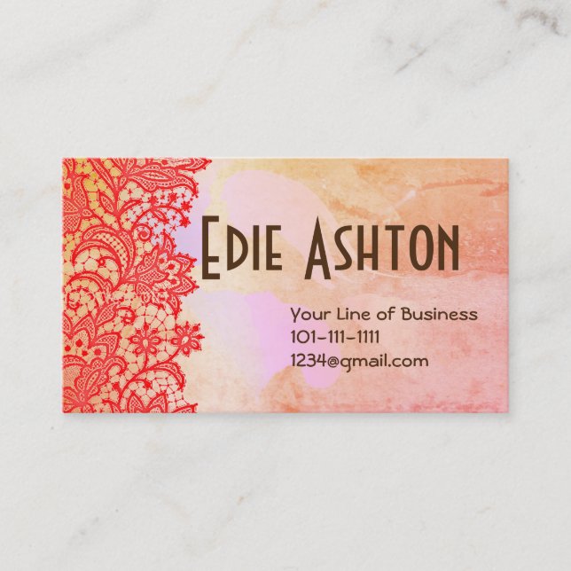 Customize both sides of Lace and Watercolor Business Card (Front)