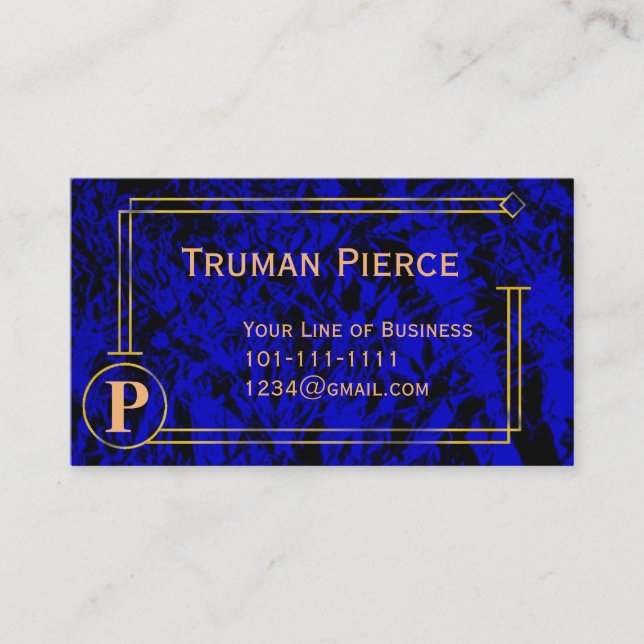 Customize both sides of Lapis Blue and Gold Business Card (Front)
