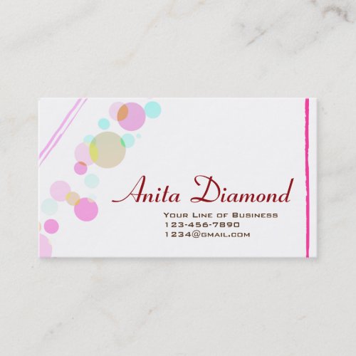 Customize both sides of Lavender and Blue Bubbles Business Card
