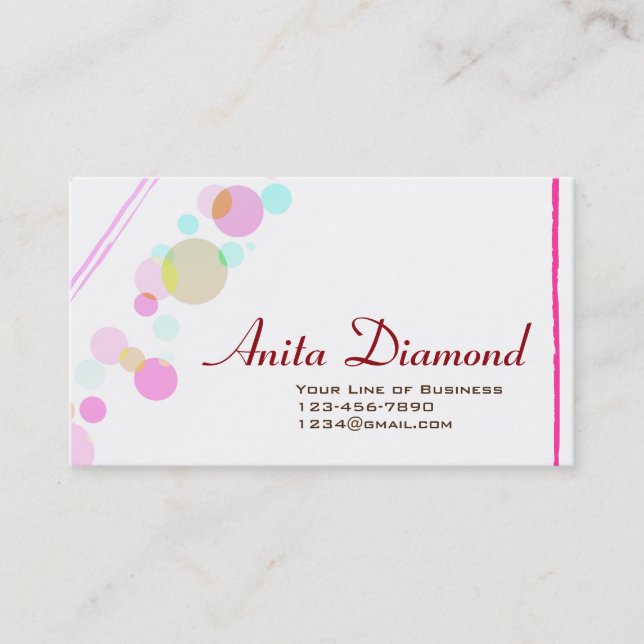 Customize both sides of Lavender and Blue Bubbles Business Card (Front)