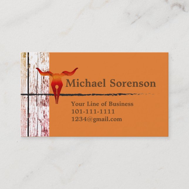 Customize both sides of Wood, Stone and Bull Head Business Card (Front)