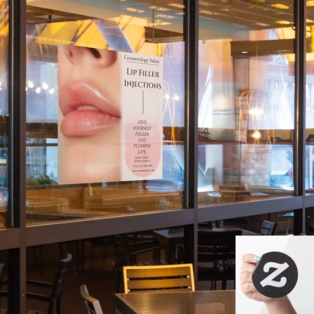 Customize Botox Lip Filler Cosmetology Beauty Window Cling (Restaurant Window)