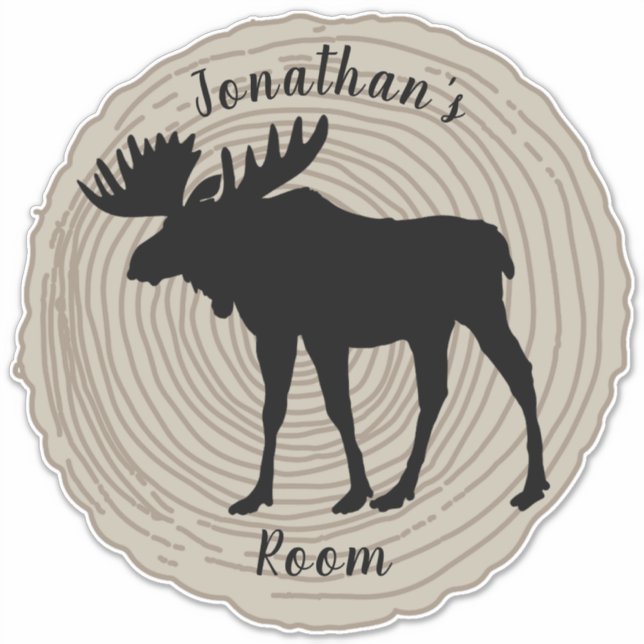 Customize Boys Bull Moose Animal Nature Rustic Boy Sticker (Front)