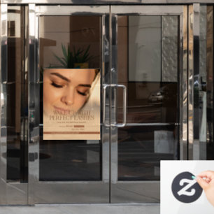 Customize Brown Gold Elegant Beauty Eyelash Extens Window Cling
