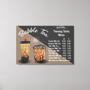 Customize Bubble Tea Boba Donut Price Chart Canvas Print
