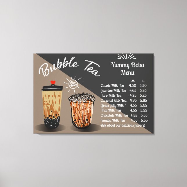 Customize Bubble Tea Boba Donut Price Chart Canvas Print (Front)