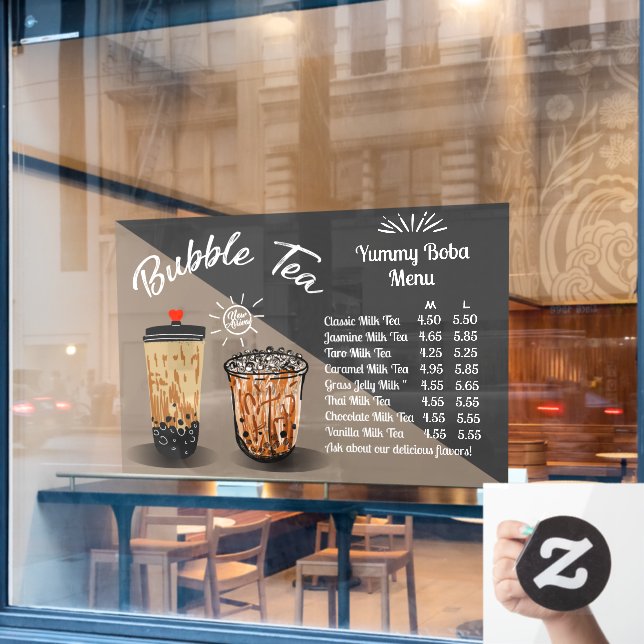 Customize Bubble Tea Boba Donut Shop Front Window Cling (Cafe Window)