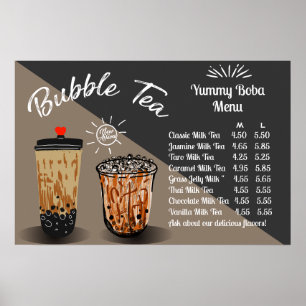 Customize Bubble Tea Boba Donut Shop Poster