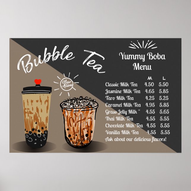 Customize Bubble Tea Boba Donut Shop  Poster (Front)