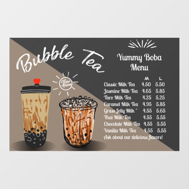 Customize Bubble Tea Boba Donut Shop   Wall Decal (Front)