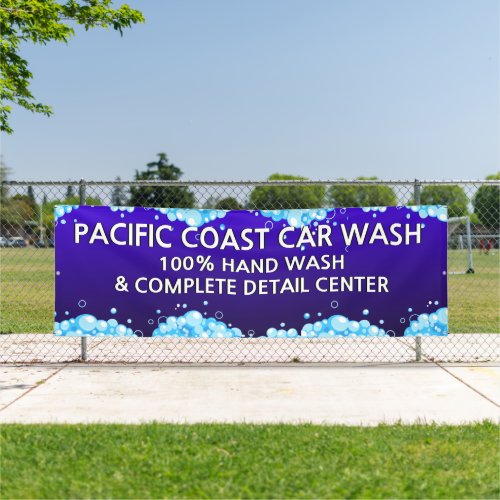 Customize Bubbly Blue Car Wash Business  Banner