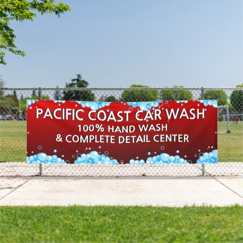 Customize Bubbly Red Car Wash Business  Banner
