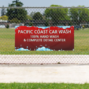 Customize Bubbly Red Car Wash Business Banner