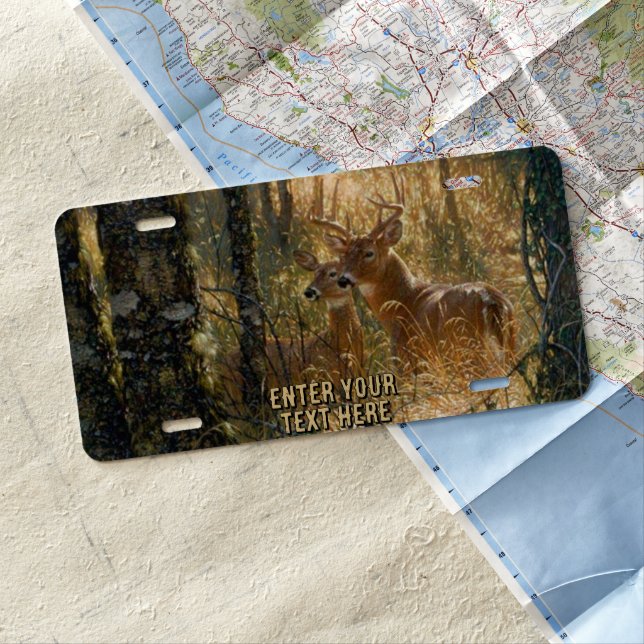 Customize Buck N Doe In The Tall Grass Hunting  License Plate (In Situ)